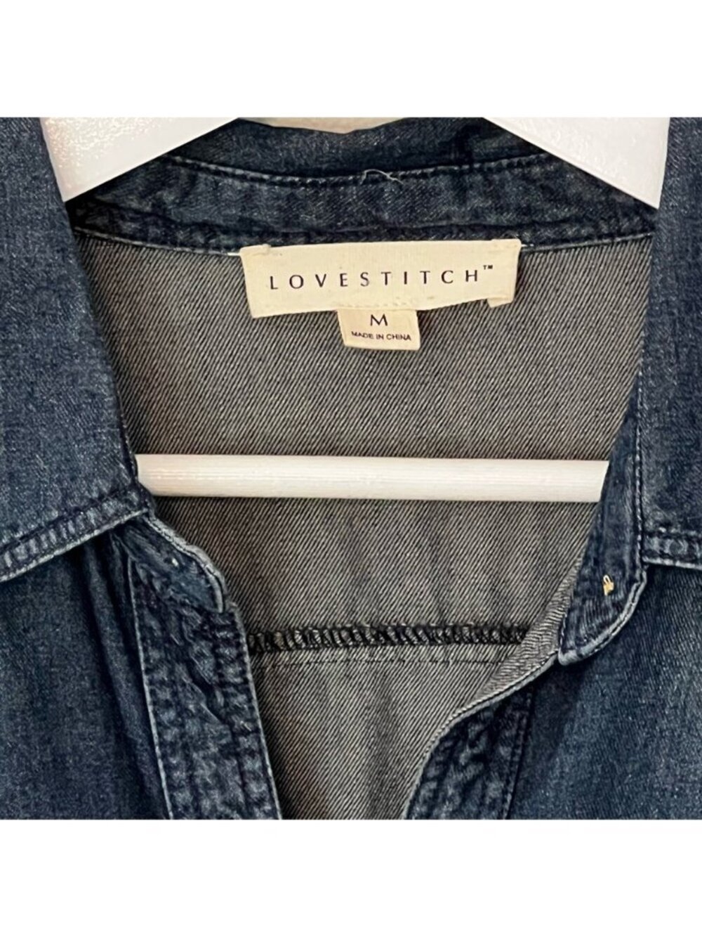 Lovestitch Denim Shirt Dress Belted Boho Western Festival Mini - Picture 8 of 14
